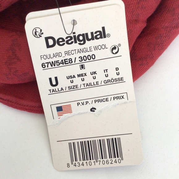 DESIGUAL FOULARD LARGE RECTANGULAR WOOL SCARF NWT - Picture 9 of 16